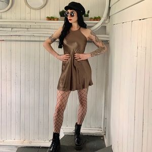 Metallic high neck shiny dress